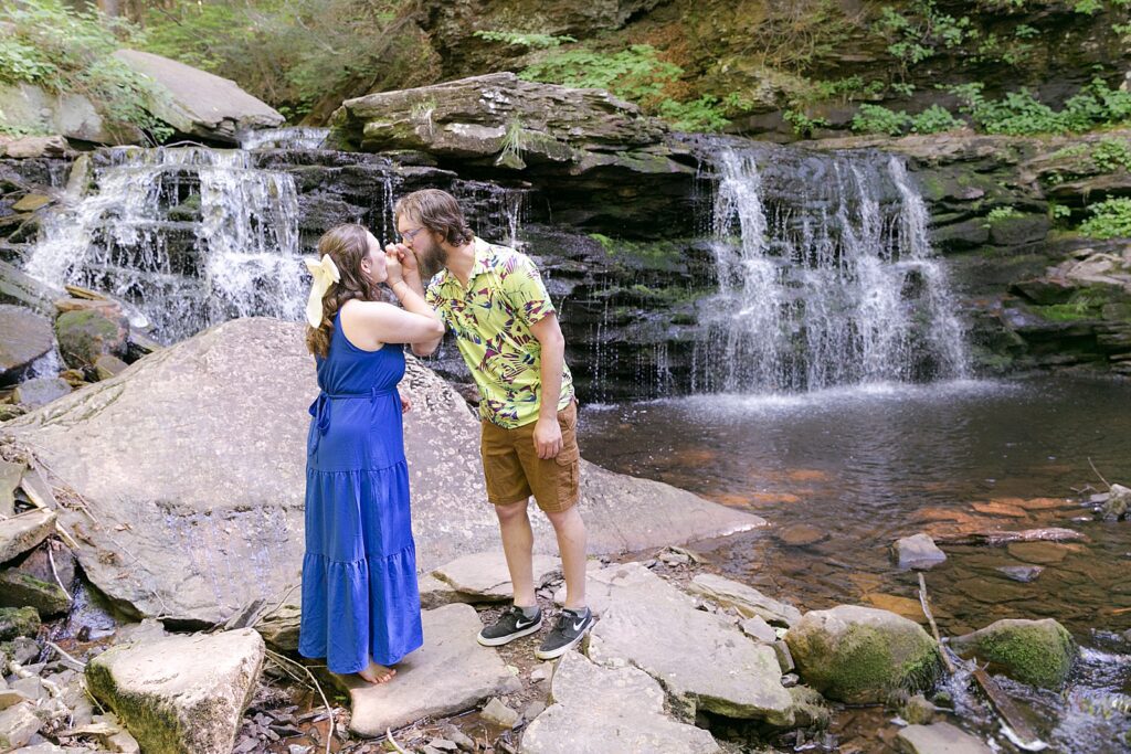 Pennsylvania waterfall engagement photography session Ricketts Glen