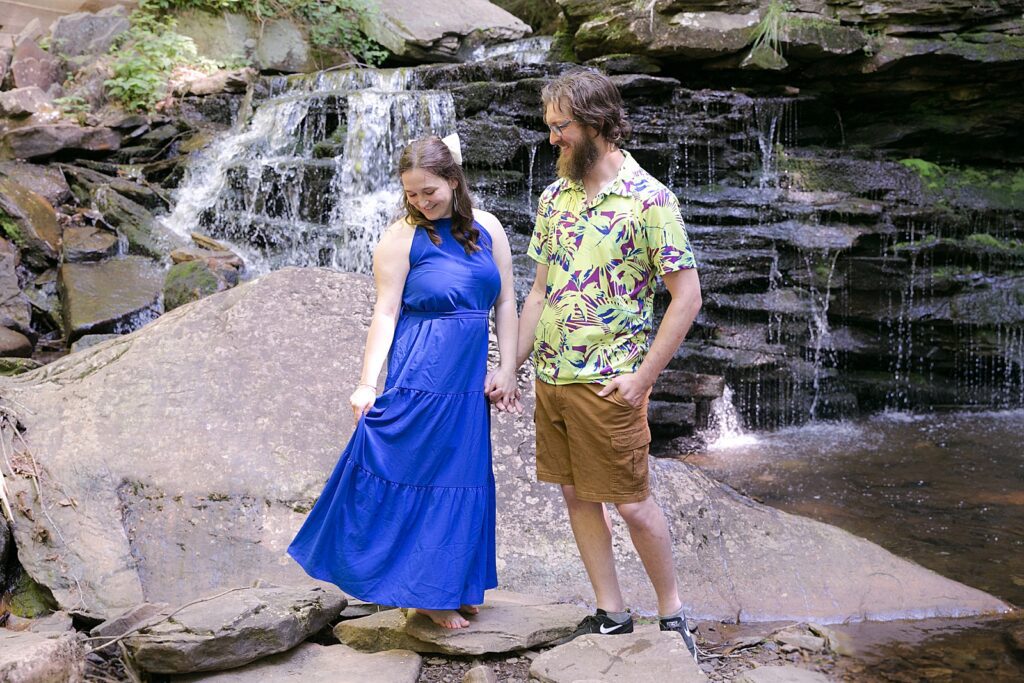 Pennsylvania waterfall engagement photography session Ricketts Glen